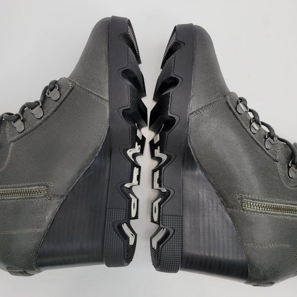 Sorel Joan Uptown Lace Leather Wedge Women's Boots Grey NL3790-052 US Size 9 - Picture 7 of 11